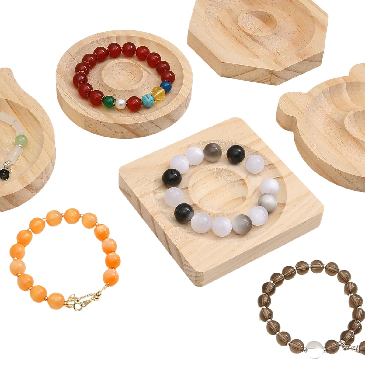 1PC Wooden Beading Design Board Bracelet Display Stand Jewelry Making Necklaces Crafts Tray Practical Display Stand