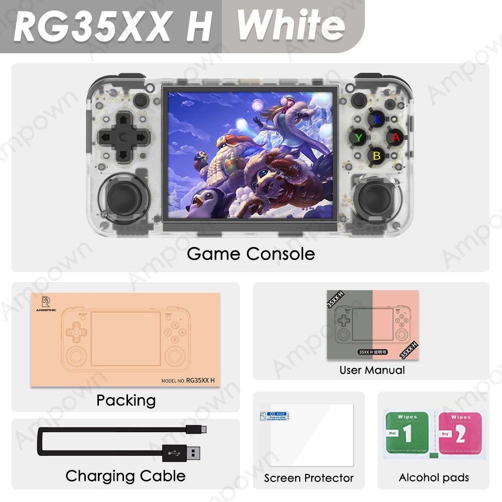 ANBERNIC RG35XX H Handheld Game Console 3.5''IPS Screen HDMI Output Linux System RG35XXH Retro Video Simulator Console Kids Gift