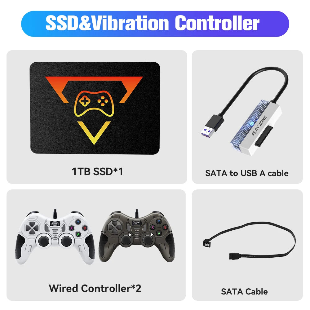 Playzone SSD 1TB&Game Consoles With 16191 3D&Retro Games 80+Emulators for PS5/PS4/XBOX/XBOX One/SWITCH 3 System in 1 for WIN PC
