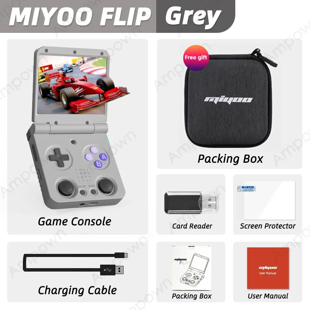 MIYOO FLIP V2 Handheld Game Players 3.5'' IPS Screen Linux System Onion OS Video Game Consoles Free Case Gamer Gift Retro Gaming