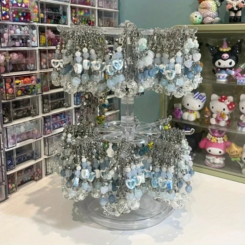 2 Tier Rotating Jewelry Display Stand, Necklace Holder, Jewelry Tree Stand, DIY Organizer for Bracelets, Necklaces, Watches