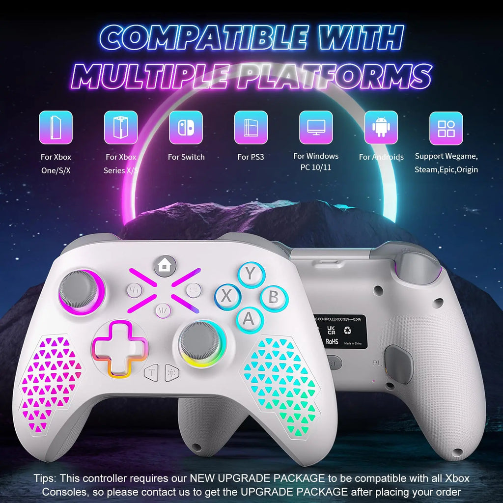 Game Controllers for Xbox One/X/S/Series X/S/PC Wireless Gamepad RGB TURBO,6-Axis Gyro,Hall Effect,Dual Vibration,Gaming Rocker