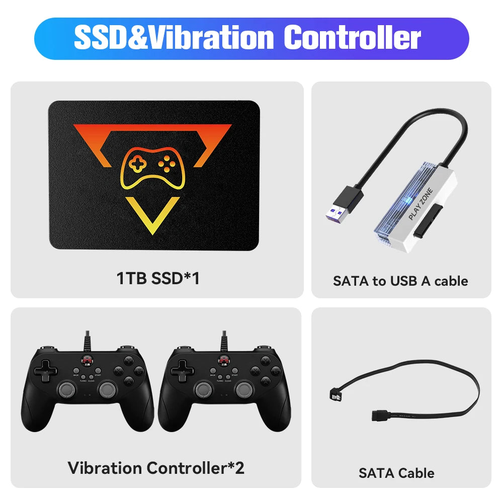 Playzone SSD 1TB&Game Consoles With 16191 3D&Retro Games 80+Emulators for PS5/PS4/XBOX/XBOX One/SWITCH 3 System in 1 for WIN PC