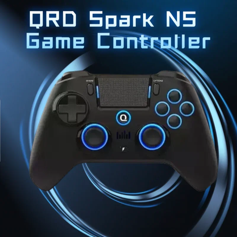 Qrd Spark N5 Wireless Game Controller For PS4 PS3 Hall Effect Vibration Gamepad With 8pcs Silicone Thumb Joystick Grip Cap