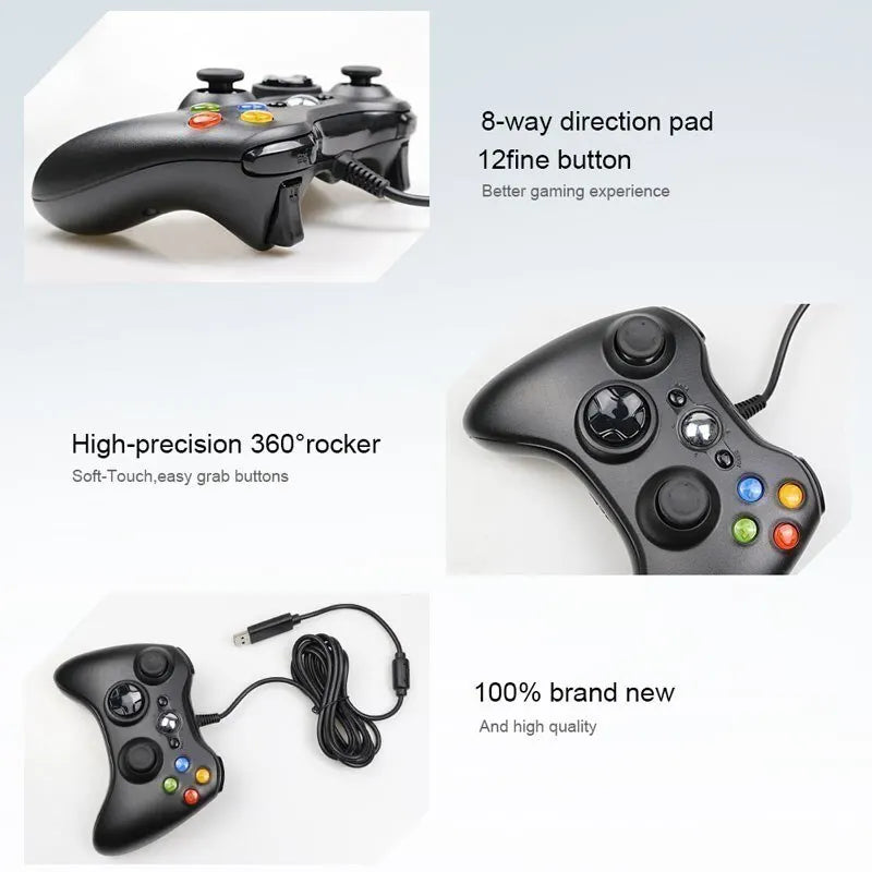 For Xbox 360 Wired Game Controller USB Wired Joystic Gamepad for Microsoft Xbox 360, PC Windows 7,8,10 with Dual-Vibration Turbo