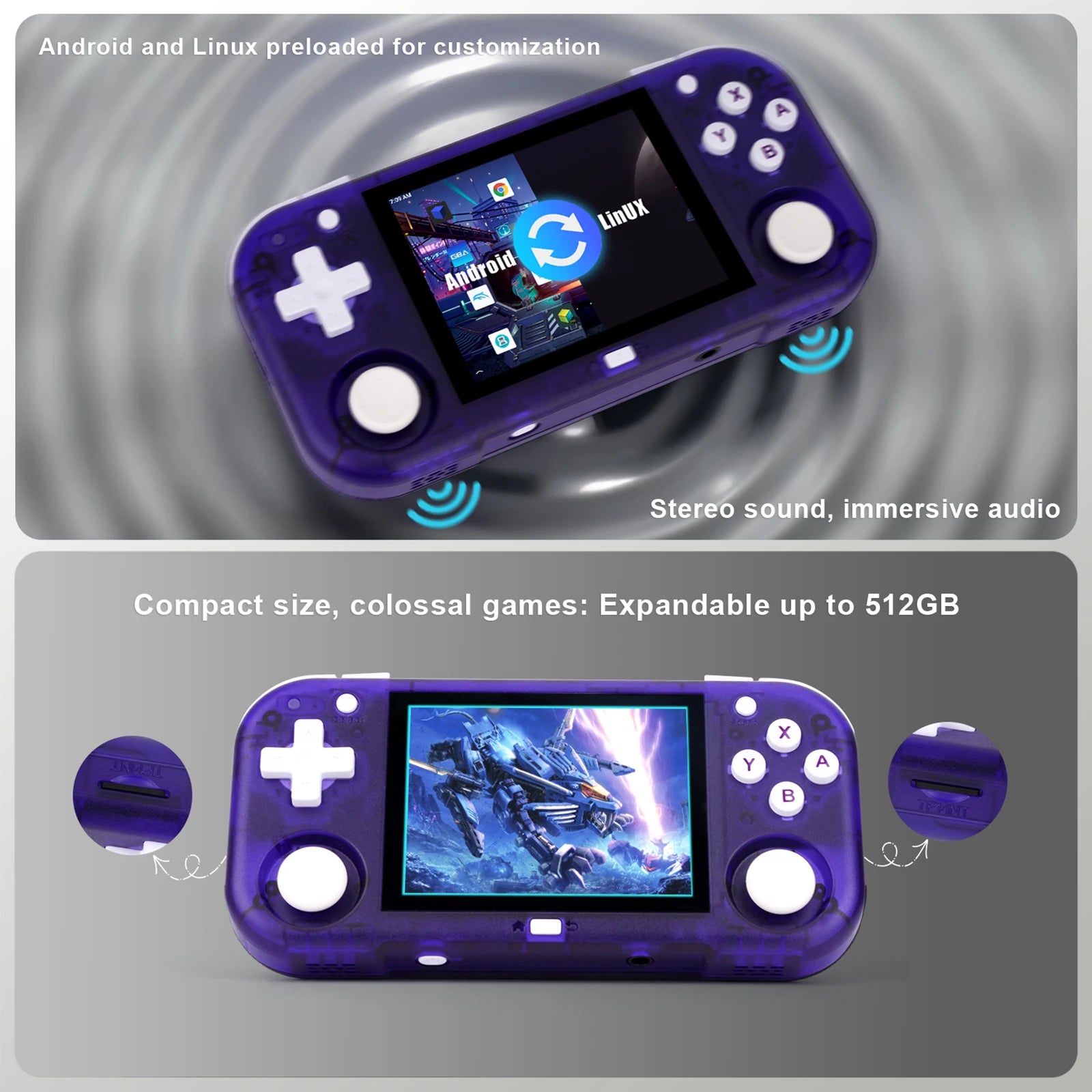 Ampown Mini Zero 28 Handheld Game Console 2.8'' IPS Screen AllWinner Processor Android System 2.4GWIFI MAGICX ZERO28 Player Gift