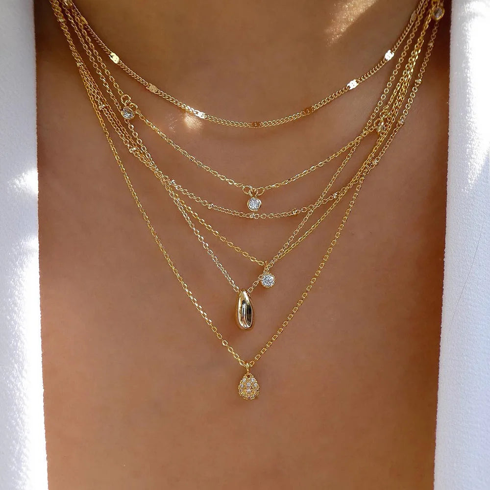 Vintage Gold Color Multiple Styles Necklace For Women Trendy Multi-Layer Disc Pendant  Necklaces New Tendyaces Set Jewelry Gifts