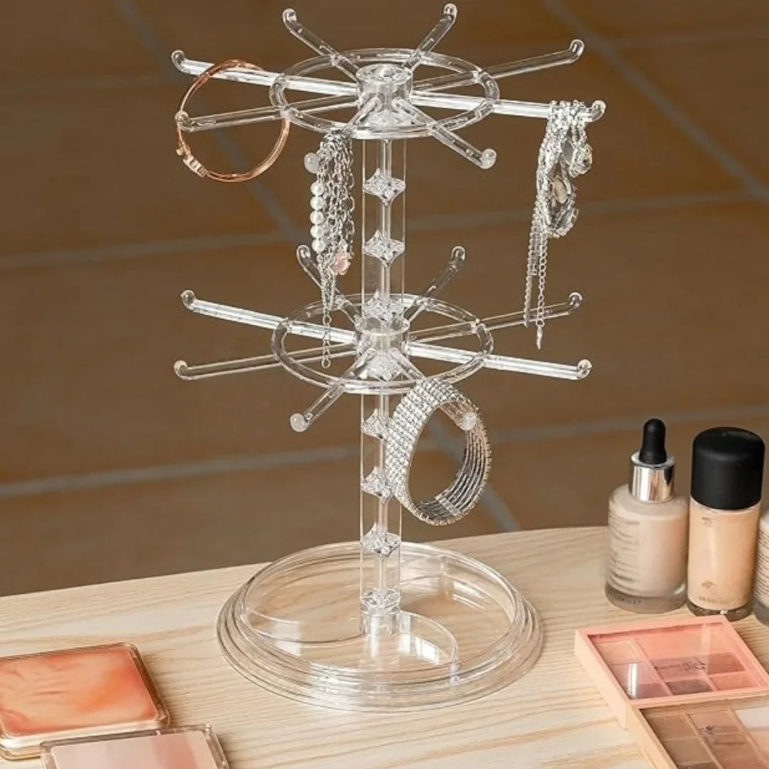2 Tier Rotating Jewelry Display Stand, Necklace Holder, Jewelry Tree Stand, DIY Organizer for Bracelets, Necklaces, Watches