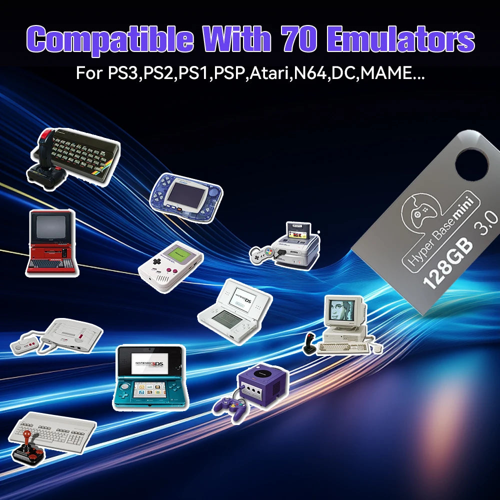 Batocera Game Console with 43000 Retro Games 128GB USB Flash Drive For Steam Deck/PC/Laptop 70+Emulators For PS3/PS2/PS1/N64/NES