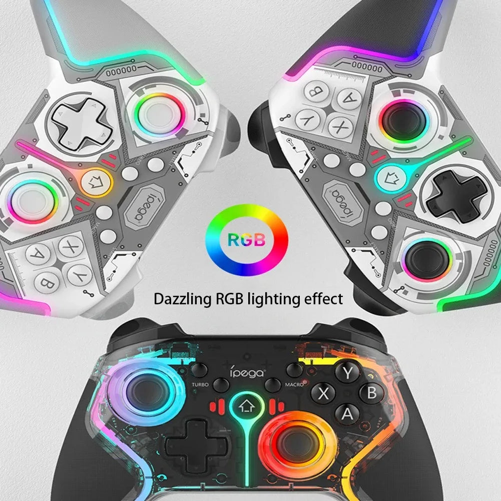 ipega PG-9666 RGB Wireless game controller for switch PS3/PS4 Android iOS PC programmable vibration TURBO Bluetooth gamepad