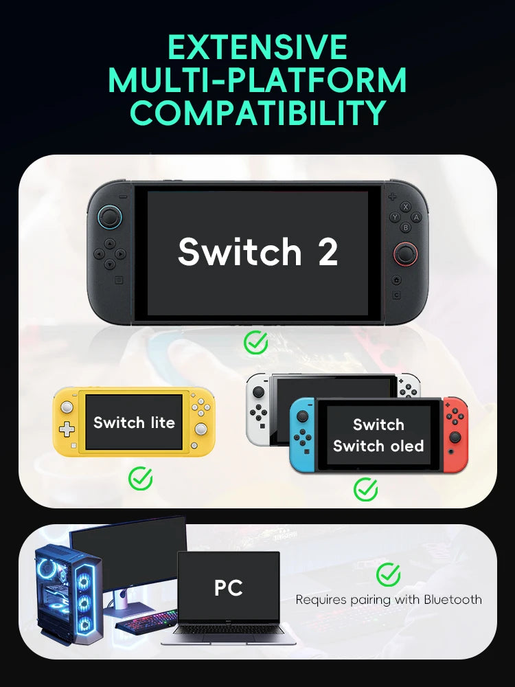 DATA FROG S80 Pro 2pcs Switch Pro Controllers for Switch2/Switch Lite Wireless Game Controller for NS Switch OLED Gamepad for PC