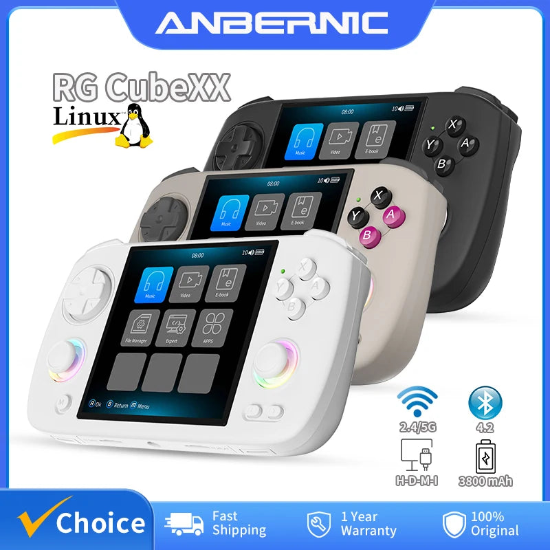 ANBERNIC RG Cubexx Retro Handheld Game Console 3.95" IPS 720*720 Screen Linux 64bit Support WiFi Bluetooth Streaming Video Games