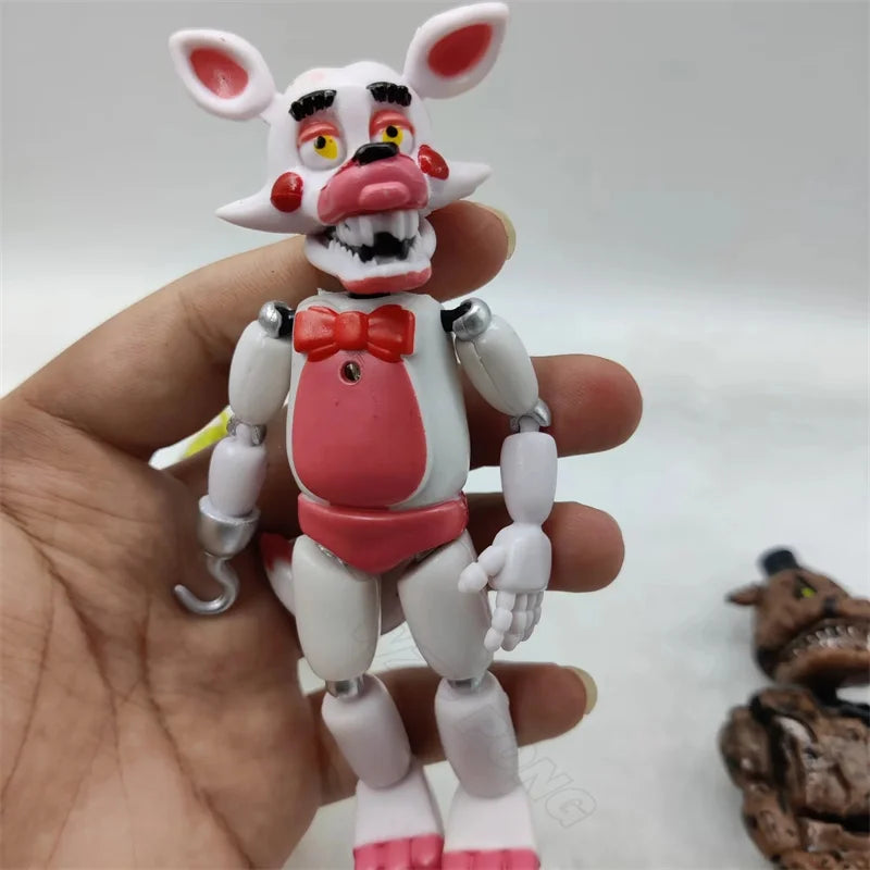 6 Pcs/set Game Lightening Movable Joints Midnight Toy Bear Action Figure Toys Foxy Chica PVC LED Light Model Dolls Kids