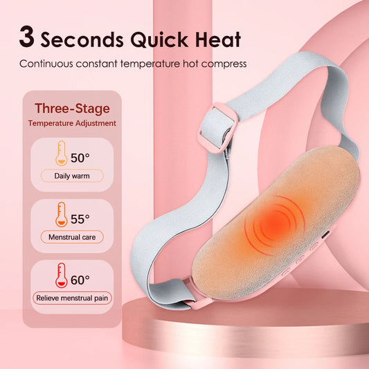 Period Cramp Massager Vibrating Heating Belt for Menstrual Waist Stomach Abdominal Warm Palace Belt Fat Burning Massage
