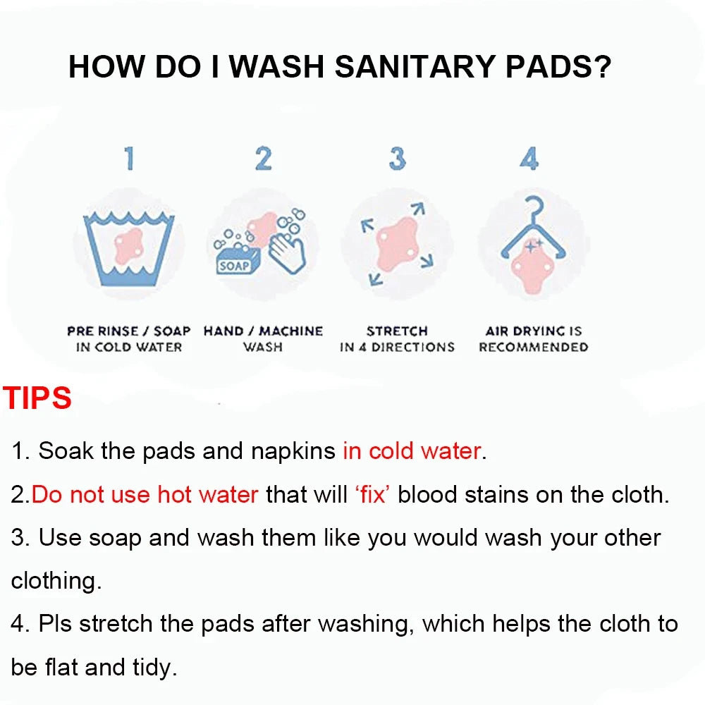 5Pcs Washable Sanitary Towels Menstrual Pad Reusable Bamboo Charcoal Women Napkins Feminine Hygiene Product Period Cloth Pads