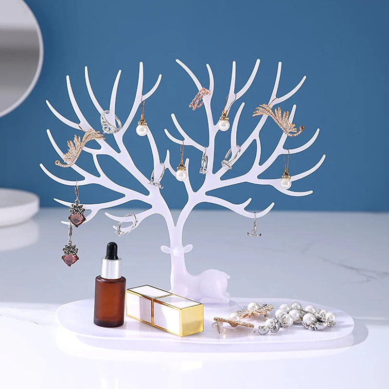 Jewelry Display Stand Tray Tree Storage Racks Earrings Necklaces Rings Jewelry Boxes Case Desktop Organizer Holder Make Up Decor
