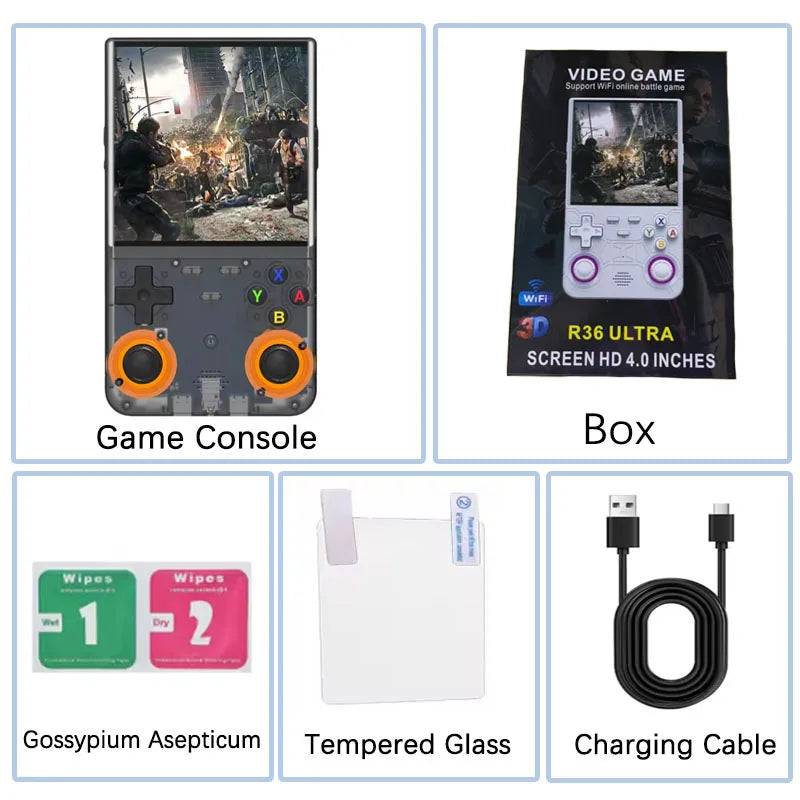 Portable R36Ultra Retro Handheld Game Console 4.0-inch Open-source Linux System 64/128GB New Portable Video Player Handheld Game