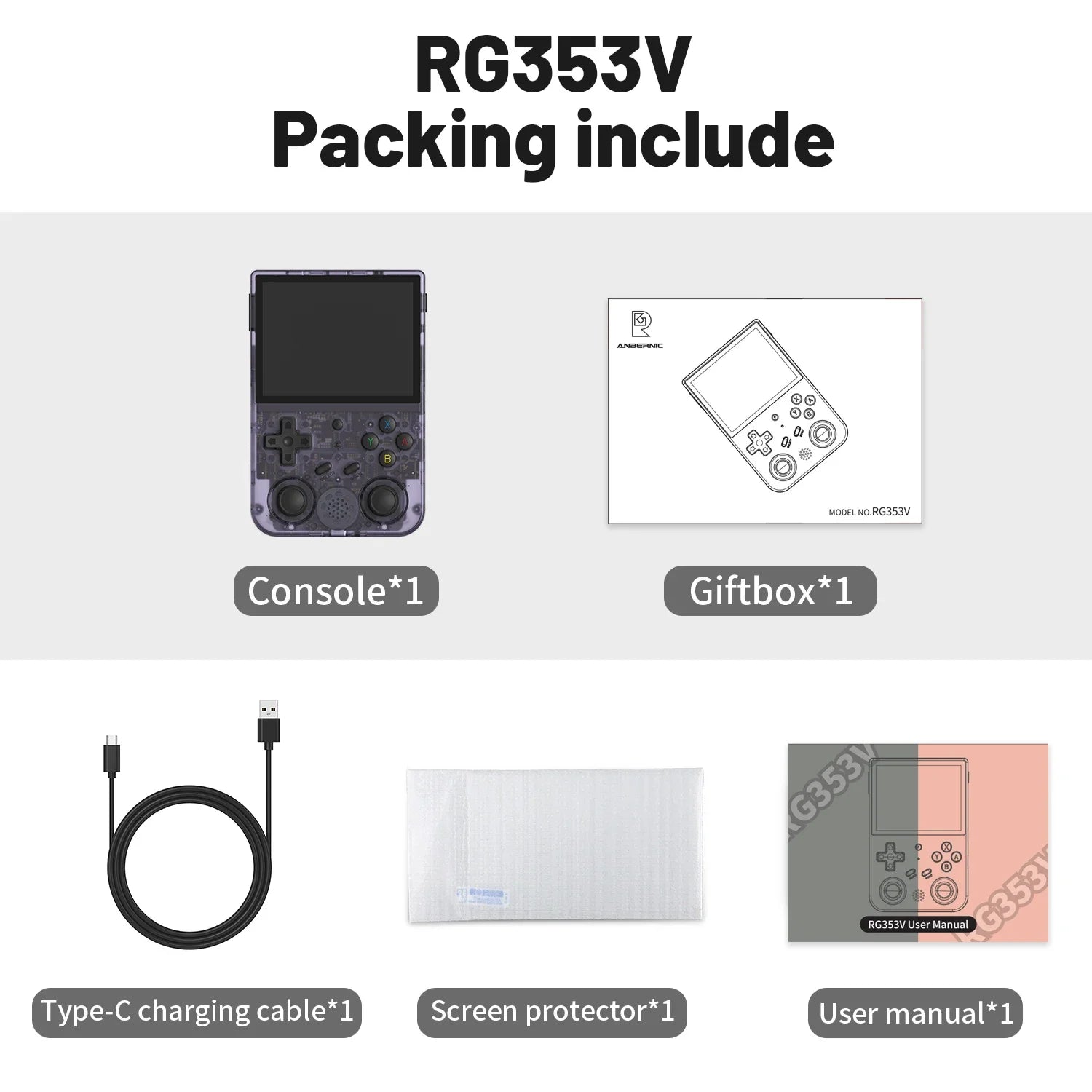 ANBERNIC RG353V RG353VS Handheld Game Console 3.5'' IPS Screen HDMI Output Android Linux OS Supports Wift Built-in 20000 Games