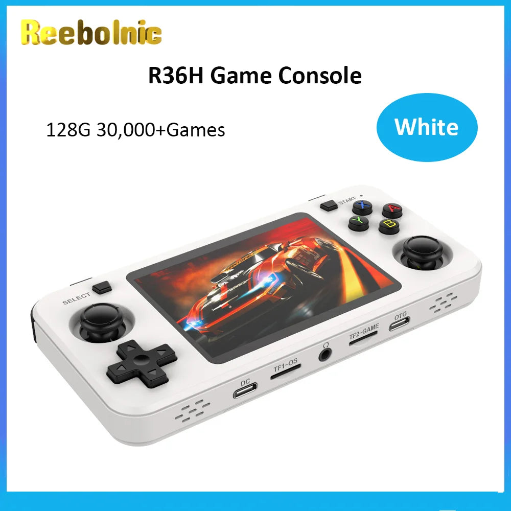 Reebolnic R36H Game Console 3.5Inch IPS Screen RK3326 3000mAh ARK OS System Portable Retro Video Game Console for Boy gift