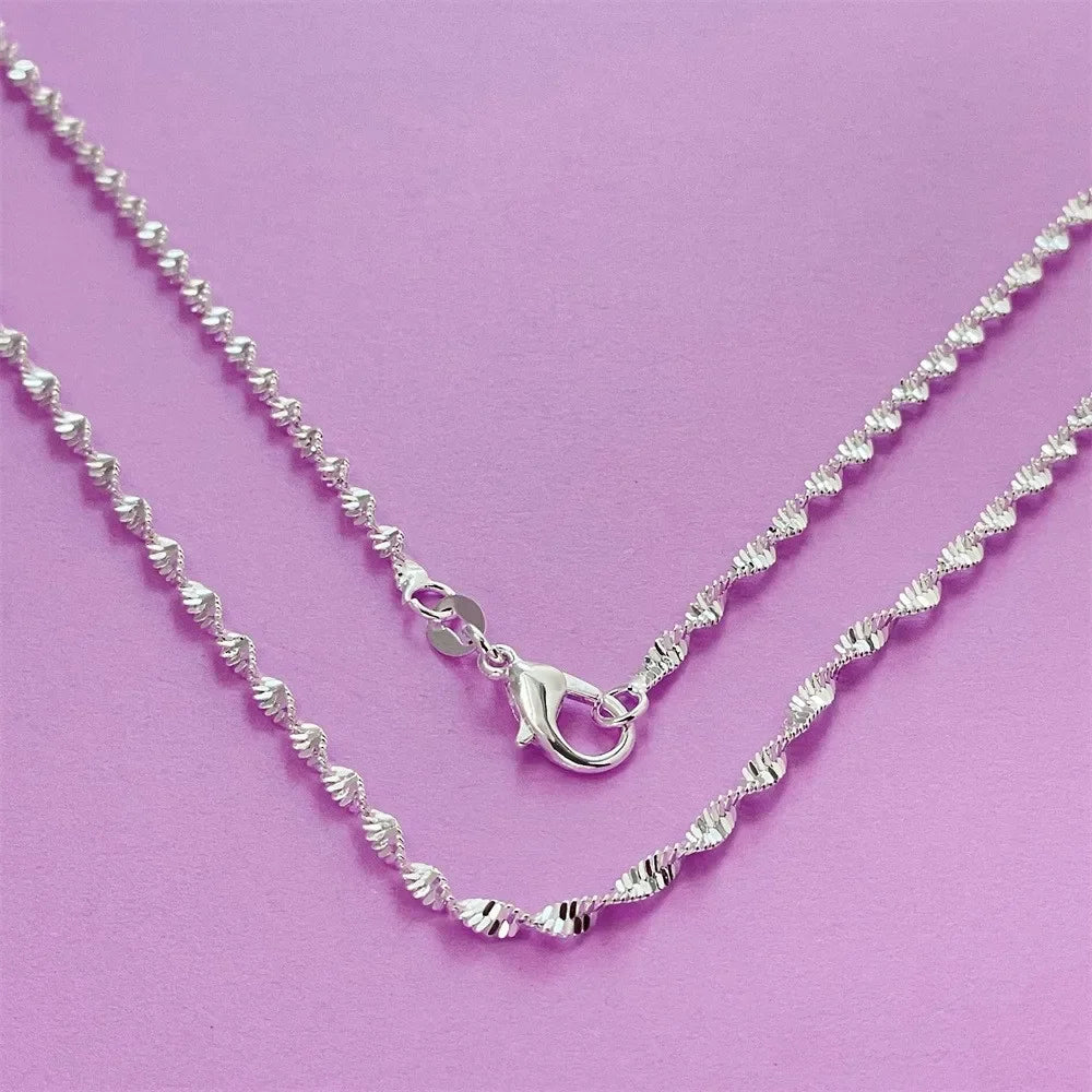 Sterling Silver Side Chain Necklace — 2mm