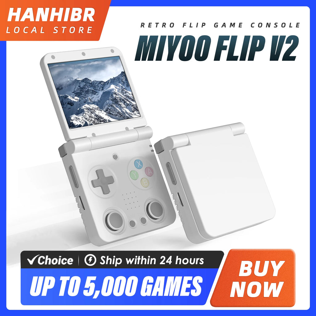MIYOO FLIP V2 Handheld Game Players 3.5'' IPS Screen Linux System Onion OS Video Game Consoles Free Case Gamer Gift Retro Gaming