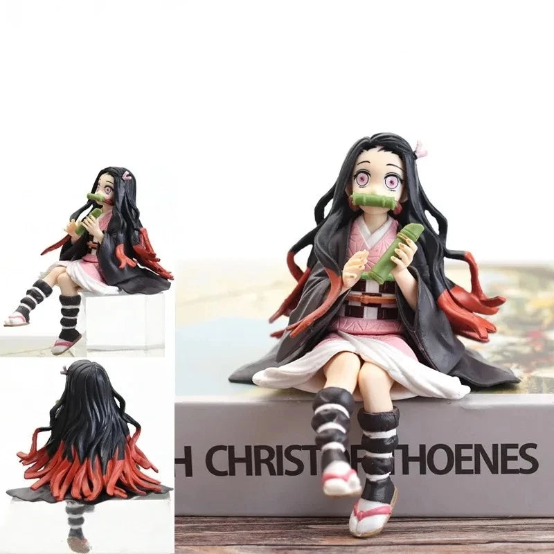 *Hot sale Anime Demon Slayer Figure Kamado Tanjirou Nezuko Sitting Posture Action Figure PVC Model Doll Collection Toy Gift Kids