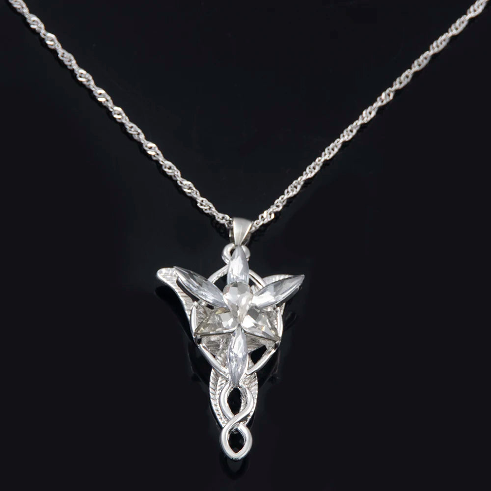 Movie The Lord Arwen Evenstar Necklace Elf Princess Arwen Twilight Star Crystal Pendant Necklaces for Women Choker Jewelry Gift