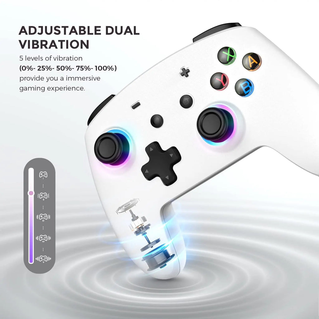 ECHTPower Ergonomics Bluetooth Game Controller White Wireless Gamepad for Nintendo Switch2/Switch OLED/Switch Lite/PC