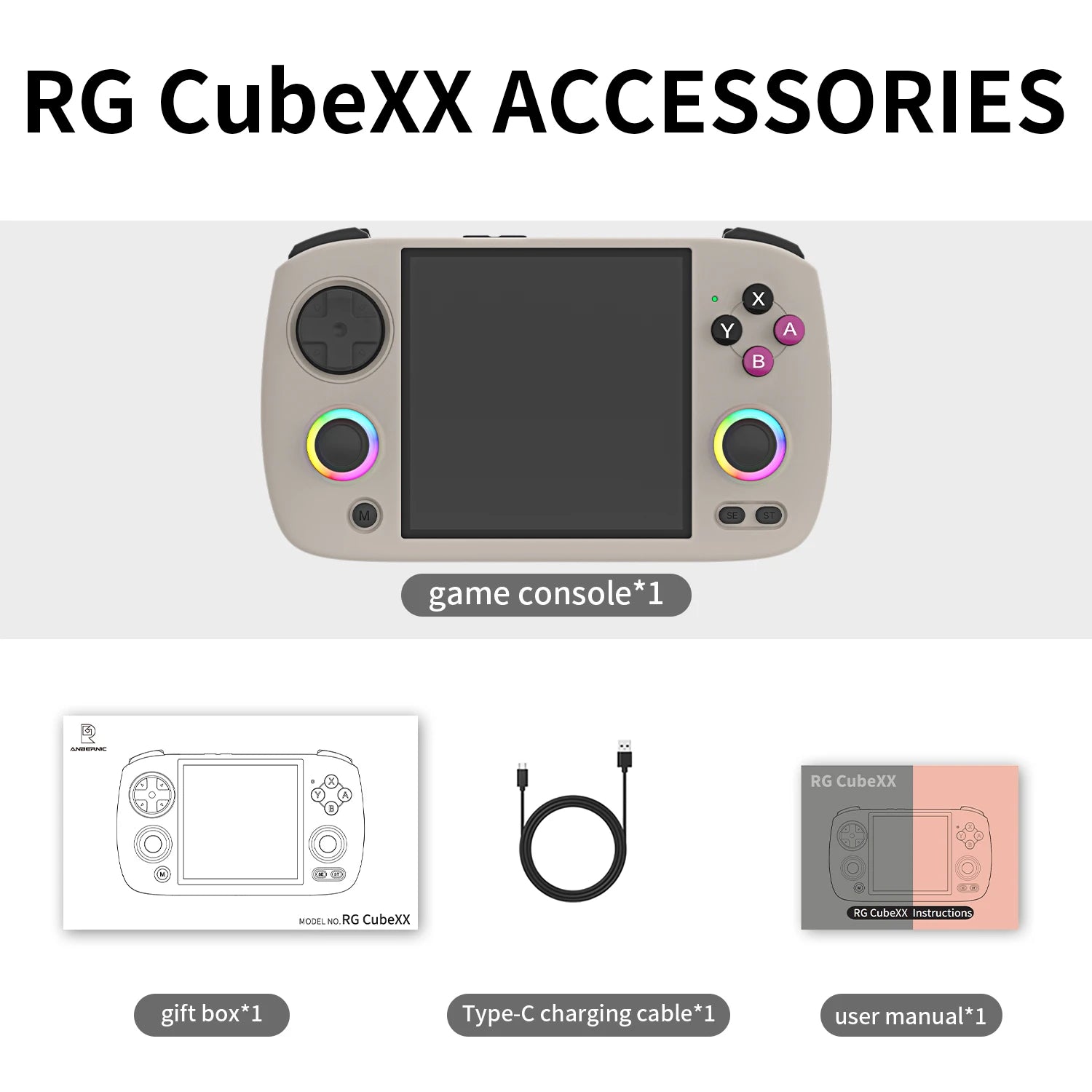 ANBERNIC RG CUBEXX Handheld Game Console 3.95''IPS Screen Linux System Video Output WiliWili Ebook Reader Multi-function Console