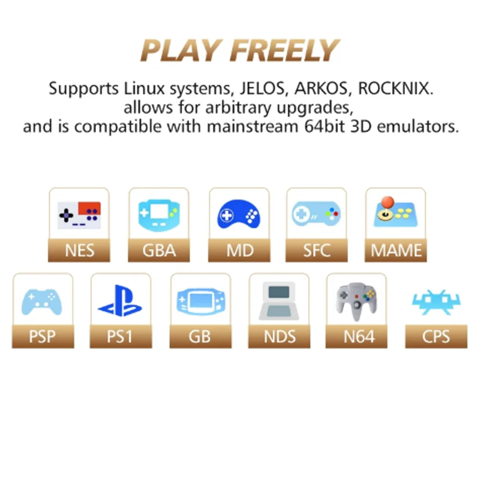 Reebolnic R36H Game Console 3.5Inch IPS Screen RK3326 3000mAh ARK OS System Portable Retro Video Game Console for Boy gift