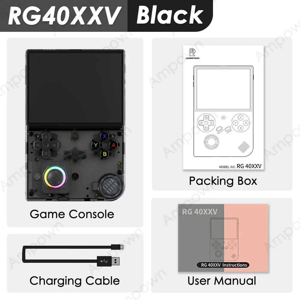 ANBERNIC RG40XXV Handheld Game Console 4'' IPS Screen Video Output Joystick RGB lighting Effect Streaming RG 40XXV E-book Player