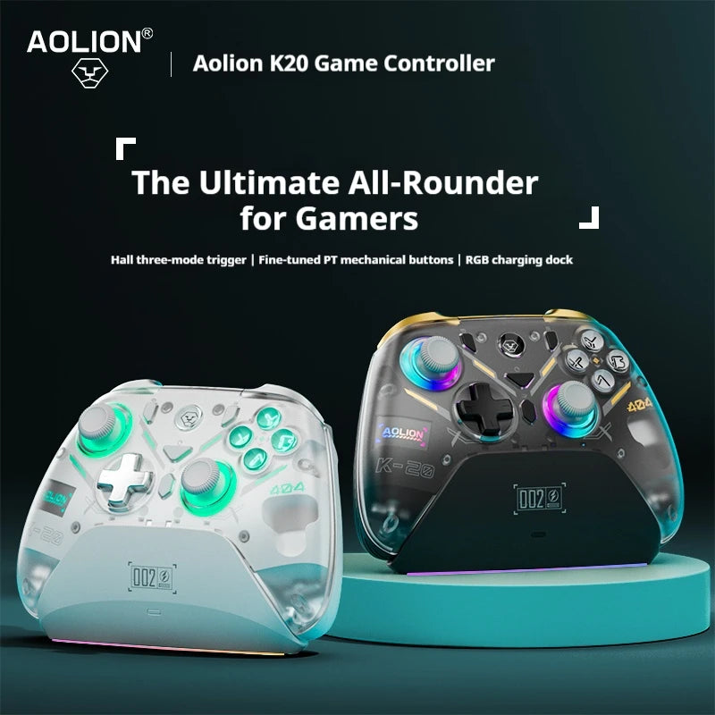 Aolion K20 Wireless Gamepad Game Controller With With Charging Dock RGB Hall Effect Joystick Trigger For PC/NS/Android/IOS