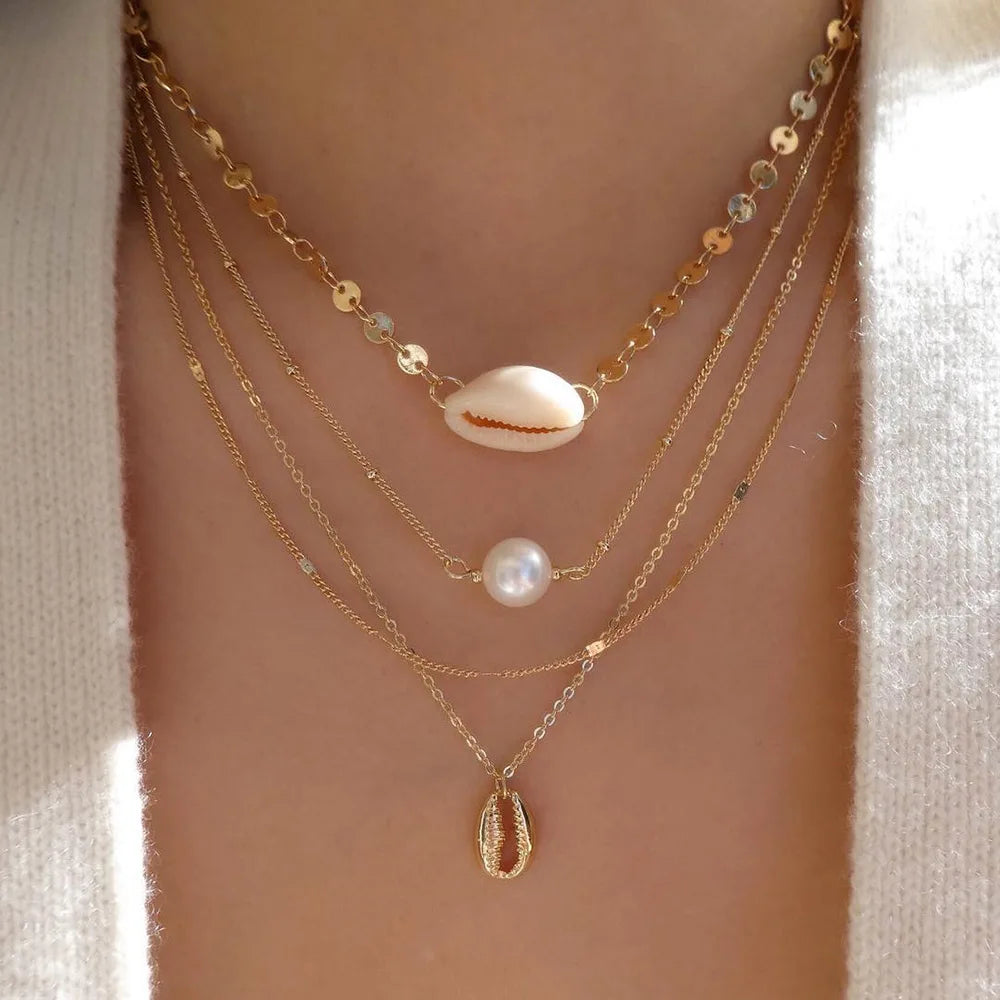 Vintage Gold Color Multiple Styles Necklace For Women Trendy Multi-Layer Disc Pendant  Necklaces New Tendyaces Set Jewelry Gifts