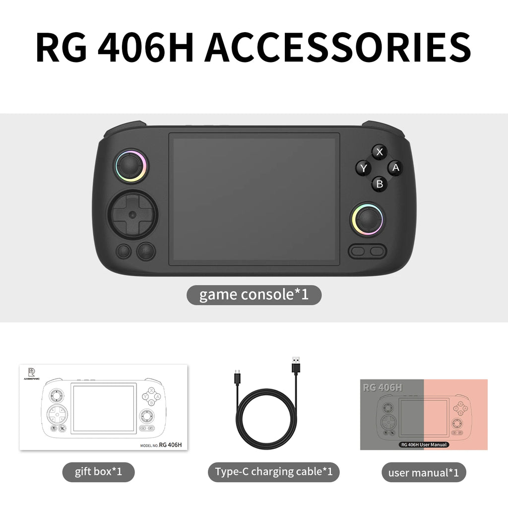 ANBERNIC RG406H Handheld Game Console Android 13 3D Hall joystick hall trigger  4 Inch IPS Multi-touch Screen Video Game RG 406H