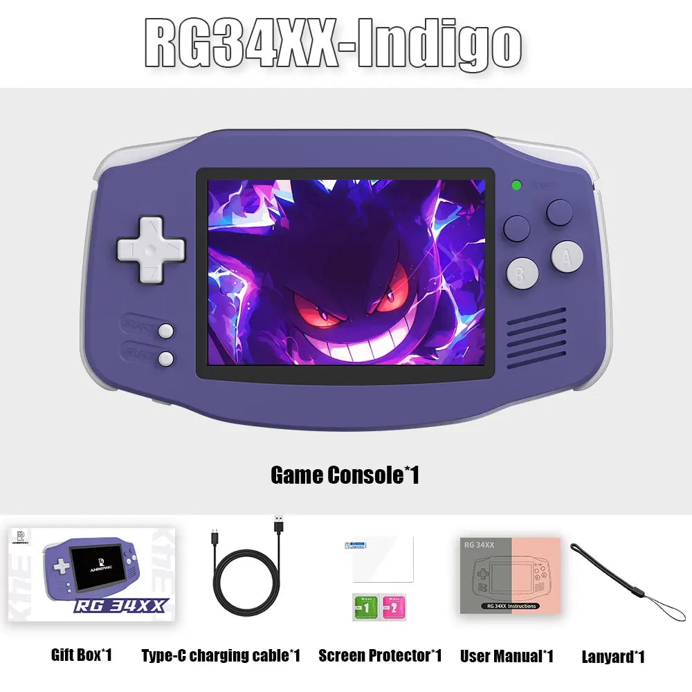 ANBERNIC RG34XX 64Bit Retro Handheld Game Player 3.4-inch IPS Screen HD-Support TV Portable Game Console 3500mAh streaming Gift