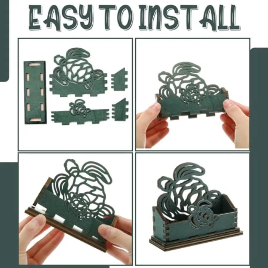 2 Pcs Decorative Business Card Holder Sea Turtle Wooden Business Card Holder Display Stand Turtle Desk Organizers for Desk Offi