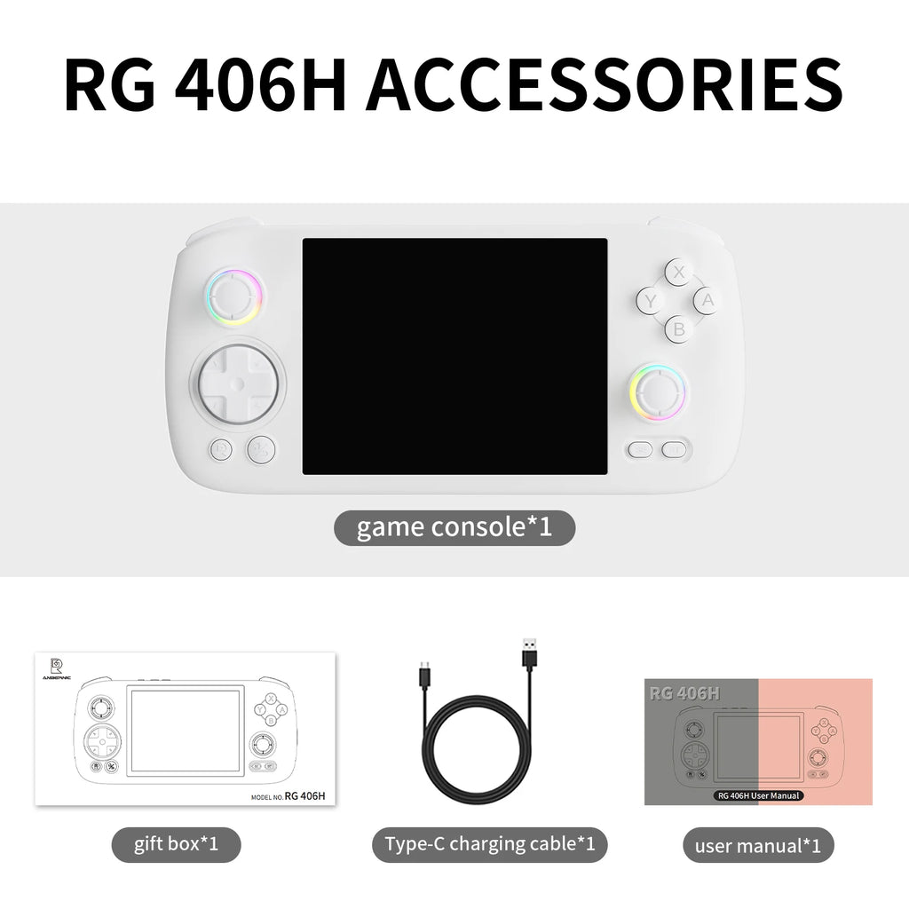ANBERNIC RG406H Handheld Game Console Android 13 3D Hall joystick hall trigger  4 Inch IPS Multi-touch Screen Video Game RG 406H
