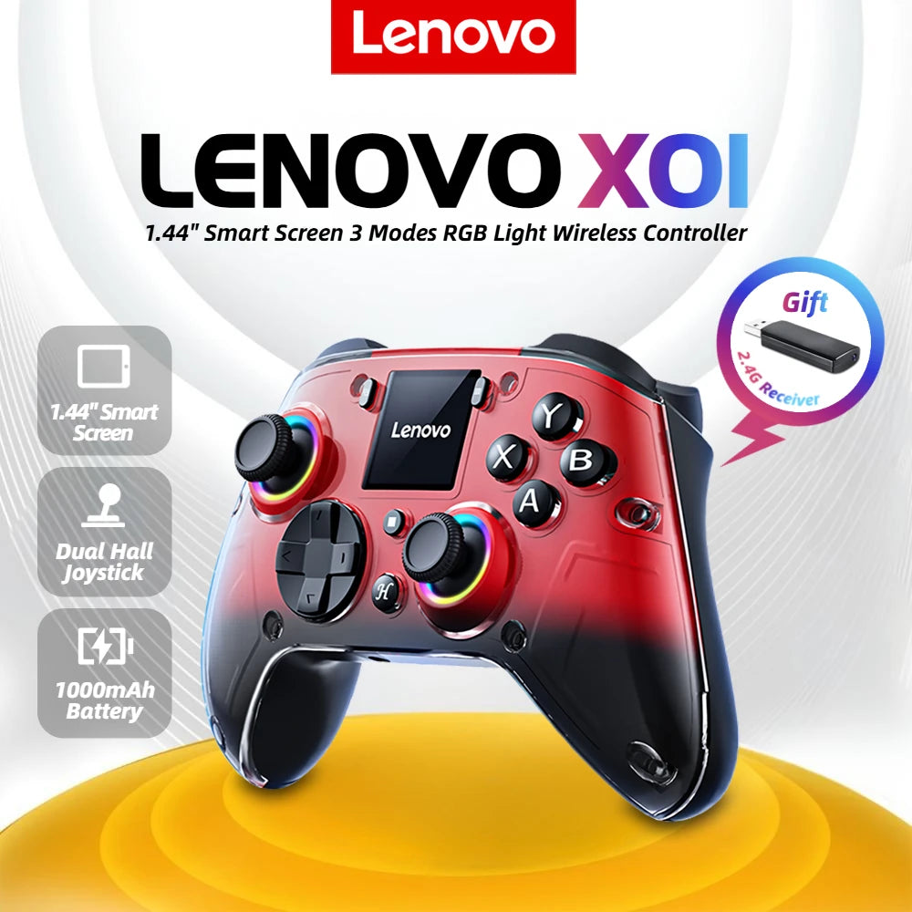 Lenovo X01 Smart Screen Wireless Gamepad Dual Hall Joystick Game Controller for Switch/2/Lite/OLED iPhone Android PS4 PC Steam