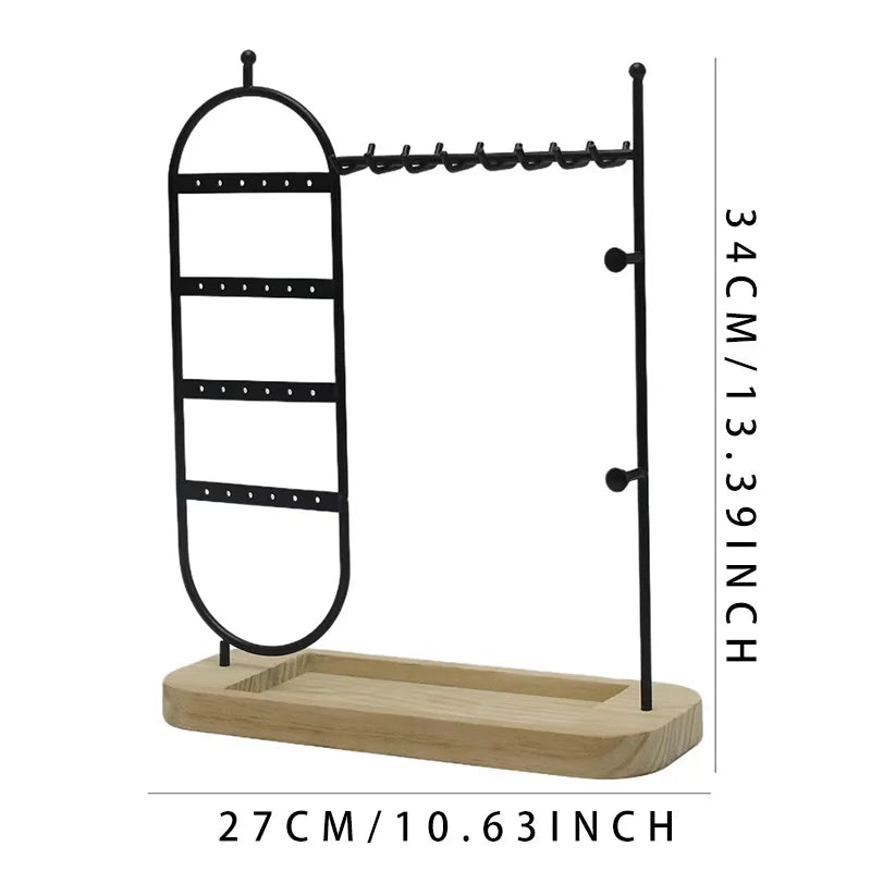 1 desktop solid wood base jewelry rack suitable for organizing and storing watches, earrings, bracelets, necklaces, etc