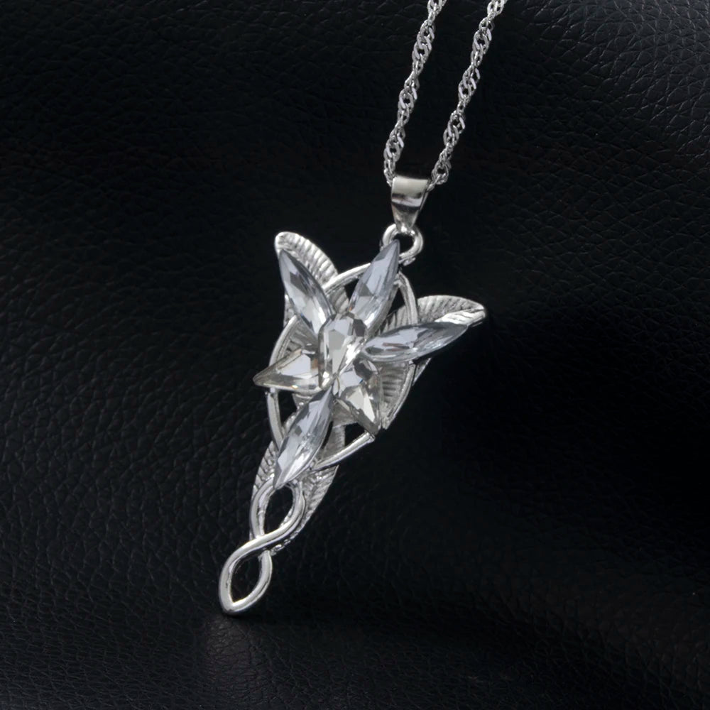 Movie The Lord Arwen Evenstar Necklace Elf Princess Arwen Twilight Star Crystal Pendant Necklaces for Women Choker Jewelry Gift