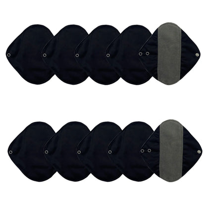 10 Piece Set Reusable Menstrual Pads for Women Washable Bamboo Charcoal Sanitary Napkins Eco-Friendly Cloth Period Pads