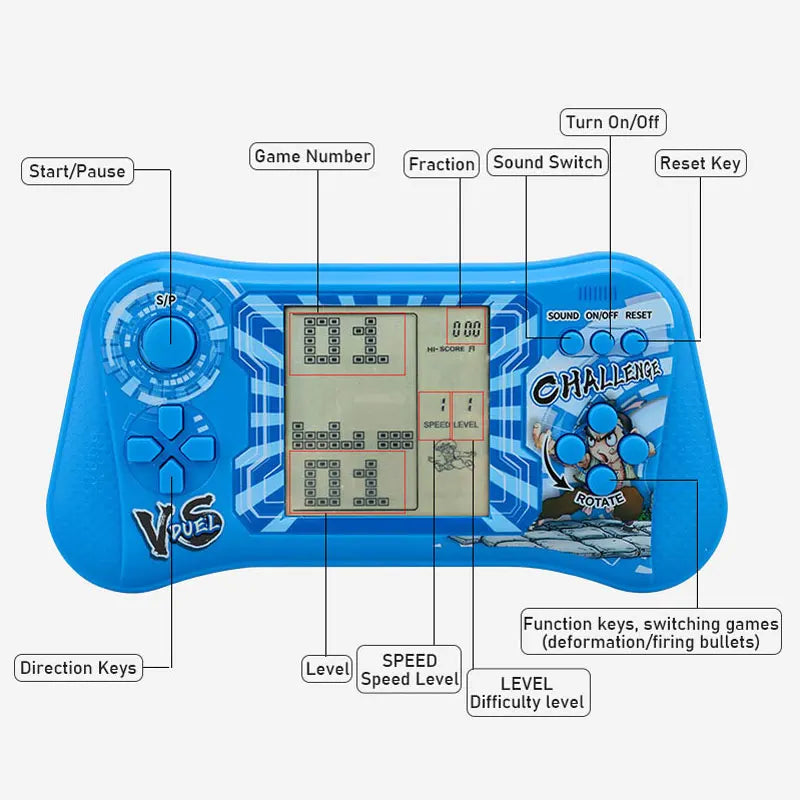 Puzzle Toys Handheld Game Console Classic Retro Tetris Handheld Game Player Nostalgic Educational Machine Childhood Kids Gift