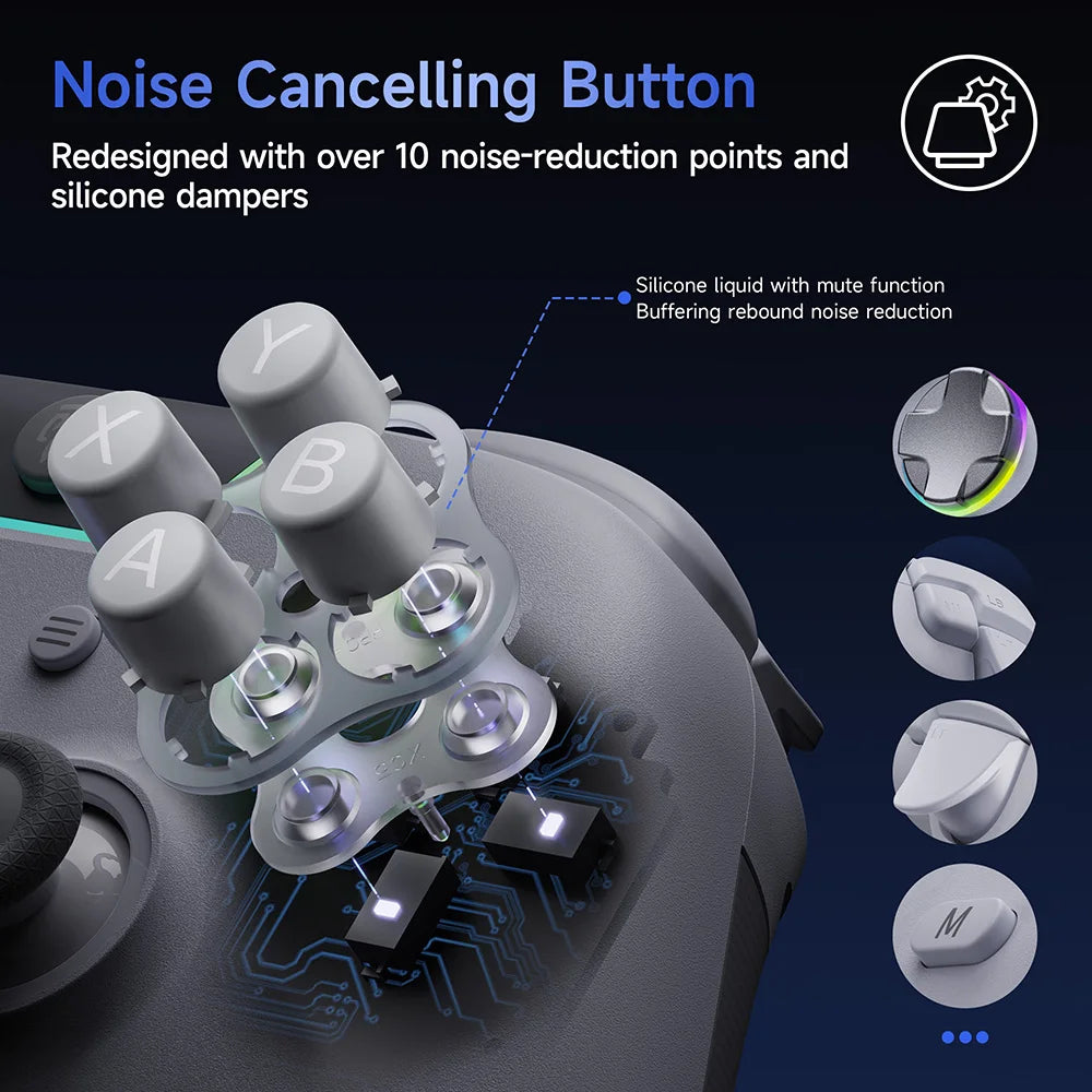 EasySMX X05 Pro Gamepad RGB Game Controller Compatible with PC/Switch/Phone/TV/Steam, Hall Effect, Dual Rumble Motors, White