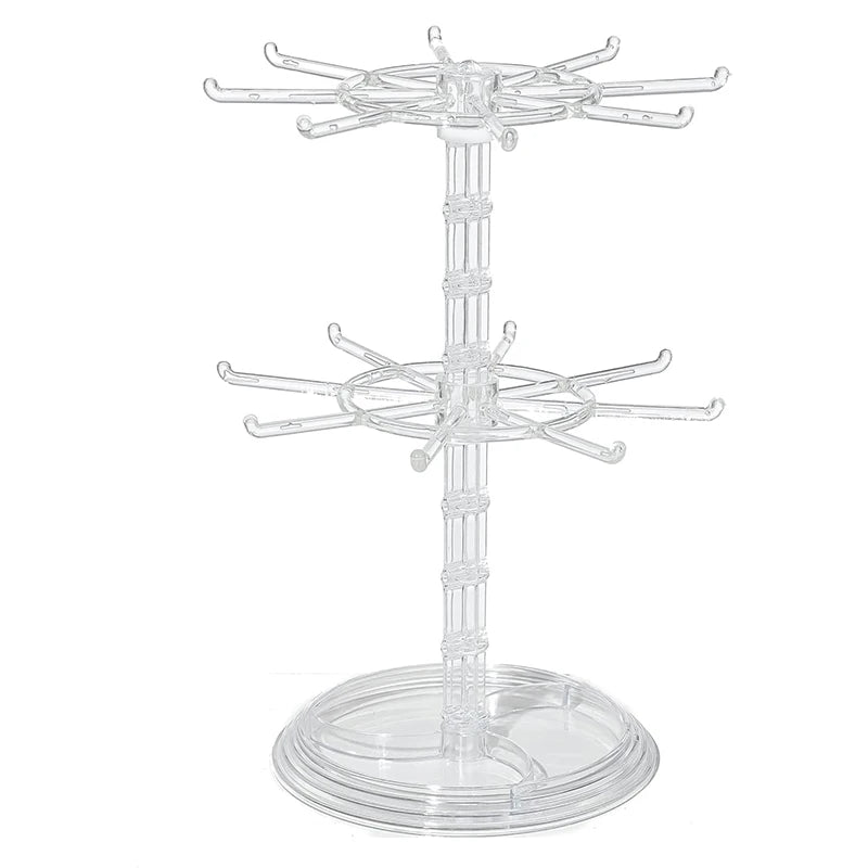 2 Tier Rotating Jewelry Display Stand, Necklace Holder, Jewelry Tree Stand, DIY Organizer for Bracelets, Necklaces, Watches