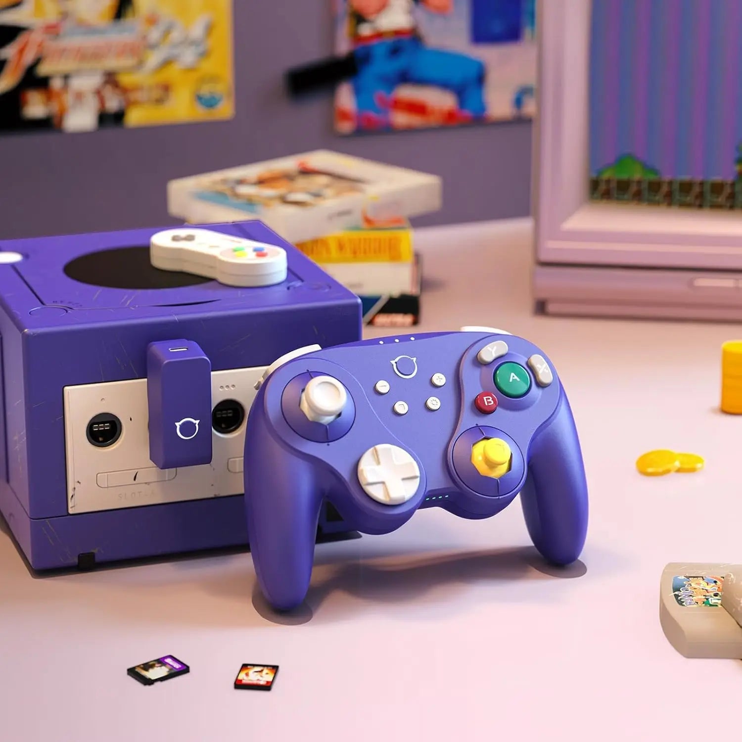 NYXI for Gamecube/WII/Switch2 Warrior Gamecube Bluetooth Game Controller Purple Wireless Gamepad