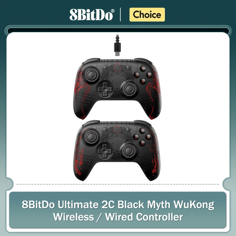 8BitDo Ultimate 2C Wireless Game Controller Wired Gamepad Black Myth WuKong with Hall Effect Joystick for Windows 10/11 Android