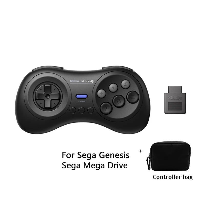 8BitDo for Gega Genesis Mini and Mega Drive Mini M30 2.4G Wireless Black and White Gamepad  Wireless Game Controller