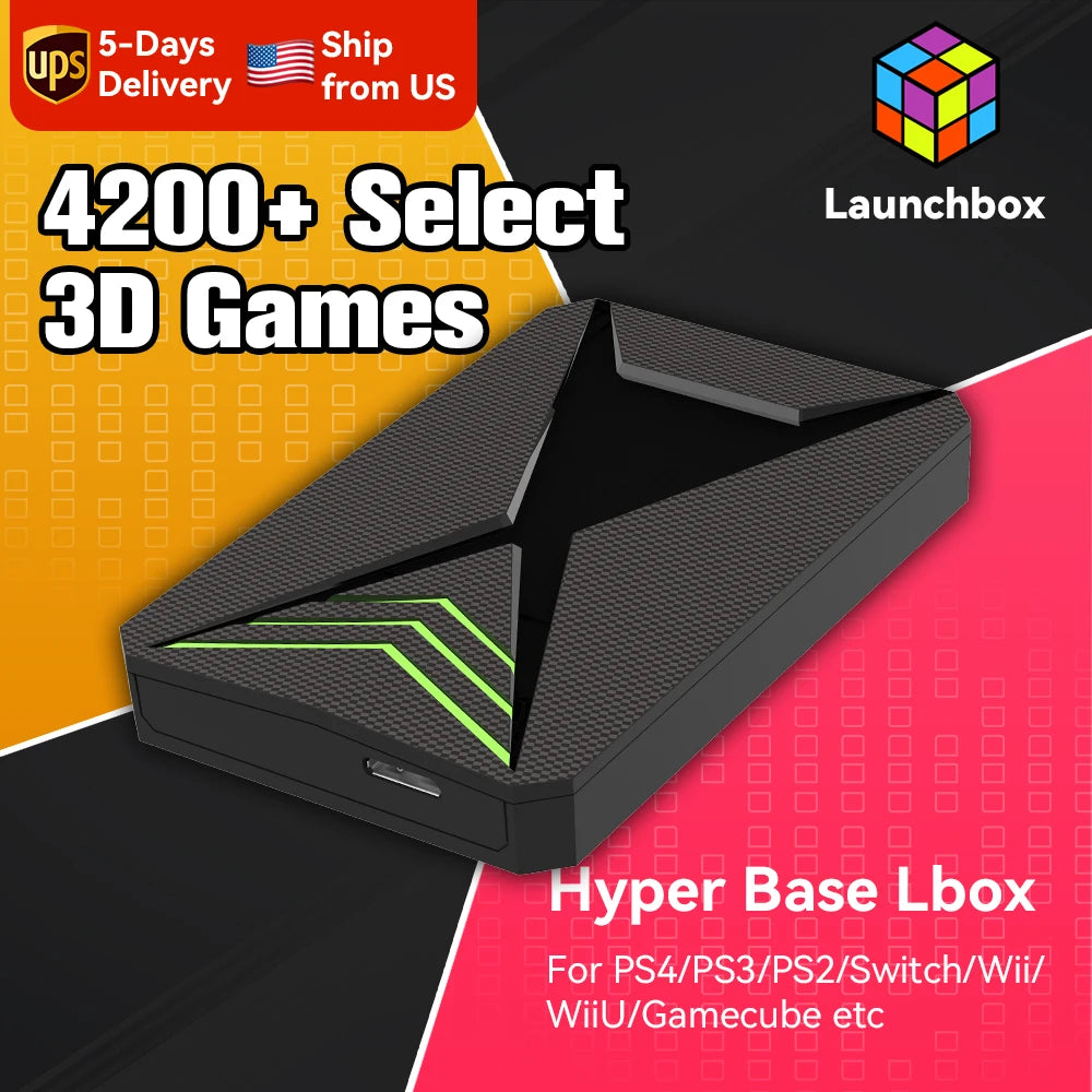 JMachen Launchbox 2TB Portable Gaming HDD with 4200+ 3D/PC Games Retro Game Console for PS4/PS3/PS2/Switchwith 4200+ PC/3D Games