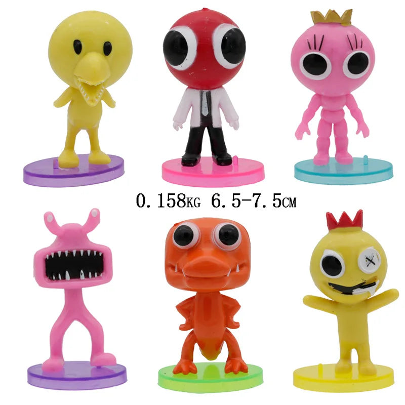 1 Set Rainbow Friends Anime Figure Cartoon Model Game Character Pink Blue Monster Statue Cake Ornaments Toys