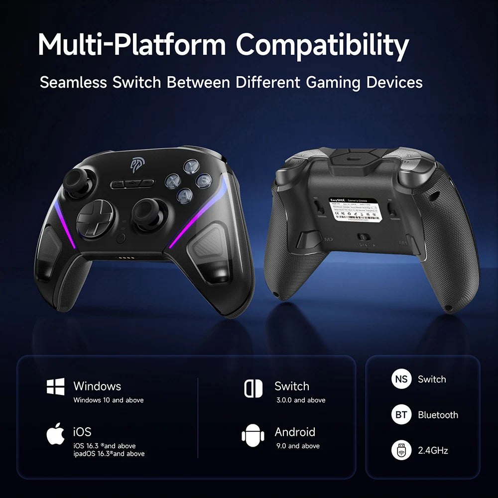 EasySMX D10 Wireless Gamepad Bluetooth Game Controller Compatible with PC/Switch/Phone/Steam, TMR Sticks, Charging Dock